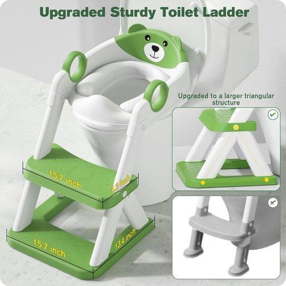 Siège de toilettes pour enfants avec coussin en mousse moelleux et système antidérapant pour descendre les marches