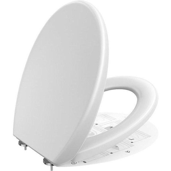 Siège de toilettes souple, ovale, blanc, à fermeture douce