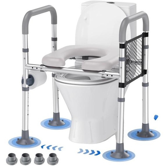 Siège de toilettes surélevé, hauteur réglable, poignées antidérapantes, A, A, A, A