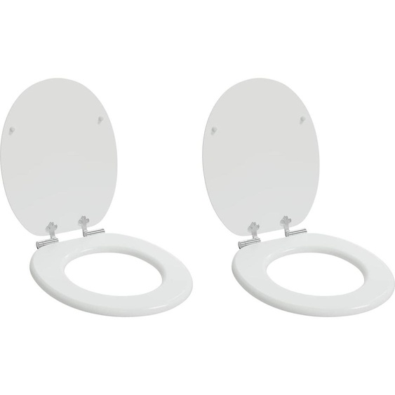 Siège de WC à fermeture douce, 2 pièces, blanc, 44 x 38 cm, plaque en MDF