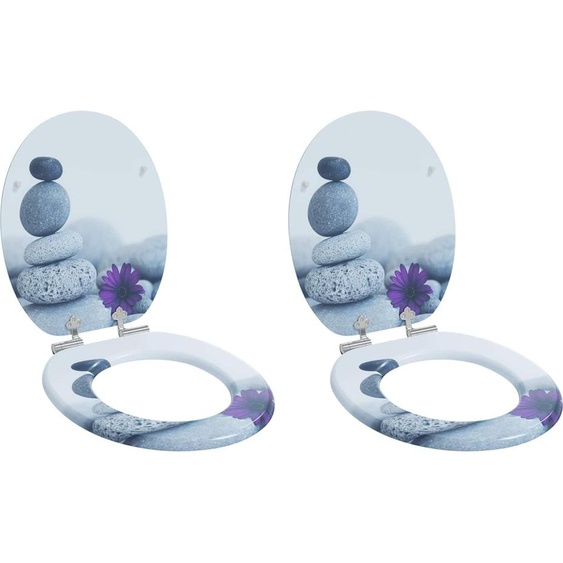 Siège de WC à fermeture douce, 2 pièces, gris, 44 x 38 cm, plateau en MDF