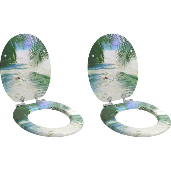 Siège de WC à fermeture douce, 2 pièces, vert, 44 x 38 cm, plateau en MDF