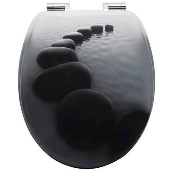 Siège de WC en bois - Fermeture douce - Noir - Bois massif