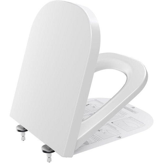Siège de WC familial automatique avec fermeture en douceur et cache, blanc, carré, pour toute la famille