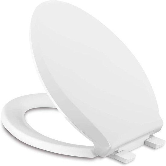 Siège de WC Lang - Siège de WC ovale - Fermeture à rabat - Matériau étanche - 47 cm - Blanc
