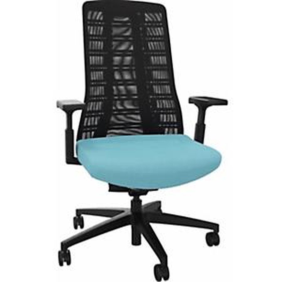 Siège ergonomique Pure Mécanisme auto-régulant Tissu Turquoise dossier Maille Hauteur Réglable - Accoudoirs Dossier haut Roulettes