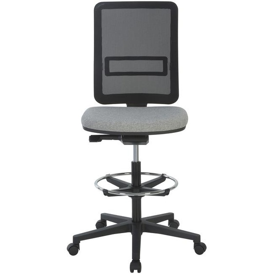 Siège haut Work Up Office dossier maille noir/ assise tissu M1 gris - dossier repose-pieds roulettes