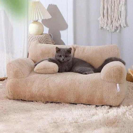 Siège pour chat - Table pour chat - Canapé pour chat - Dimensions 80 x 55 x 5 cm - Canapé pour chat avec housse lavable marron clair - Siège pour chat avec boucle - Table pour chat - Siège pour chat