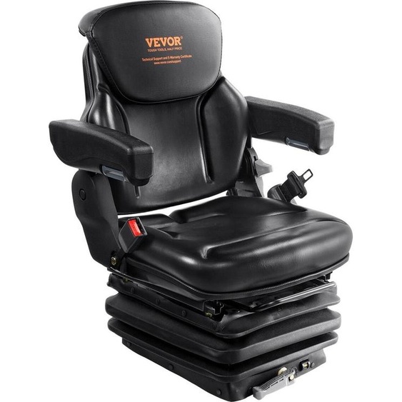 Siège universel pour tracteur à suspension, siège rabattable pour chariot élévateur avec dossier à angle réglable, micro-interrupteur, ceinture de sécurité et accoudoirs, siège pour tracteur à absorption des chocs à 3 niveaux pour tracteur