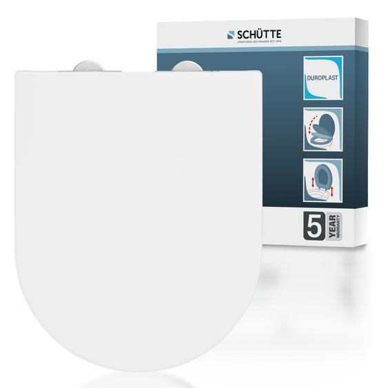 Siège WC SCHÜTTE en plastique thermodurci forme D WHITE, PREMIUM, avec fermeture automatique et rapide