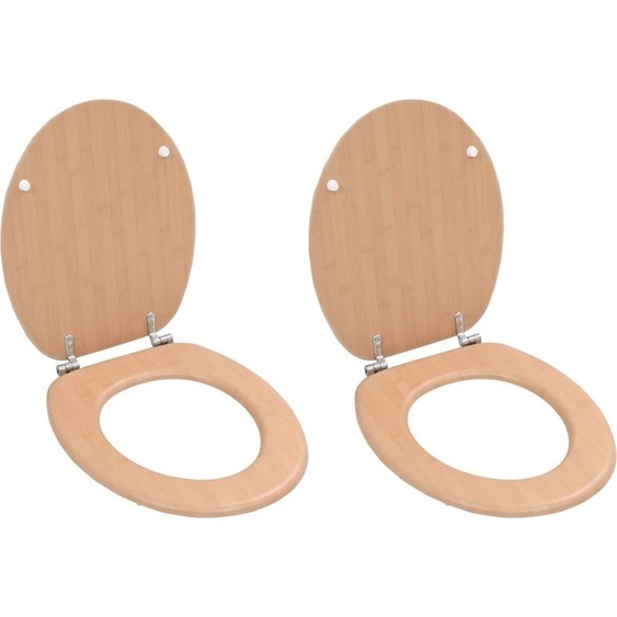 Sièges de toilette 2 pcs. avec couvercle MDF design bambou