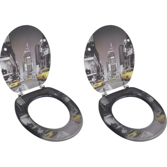 Sièges de toilette avec couvercle 2 pcs. MDF New York