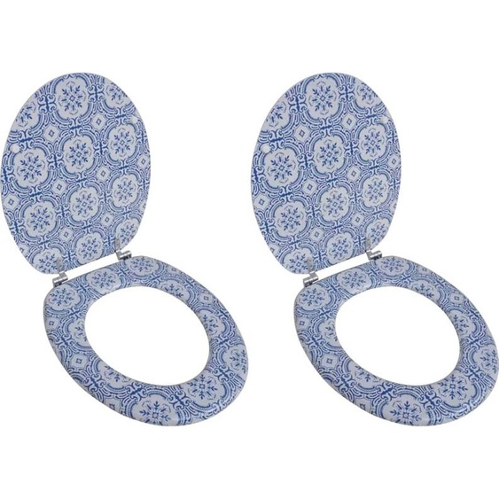 Sièges de toilette avec couvercle 2 pcs. MDF porcelaine