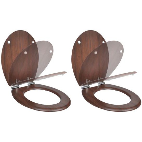Sièges de toilette avec couvercles 2 pcs MDF Marron