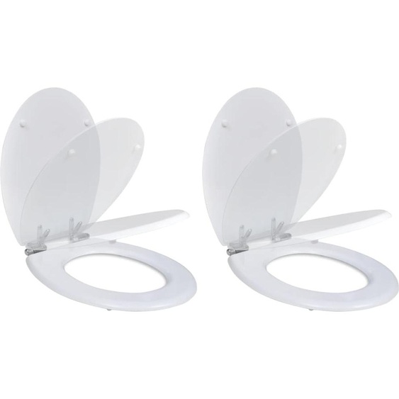 Sièges de toilettes 2 pcs. avec abaissement automatique MDF blanc