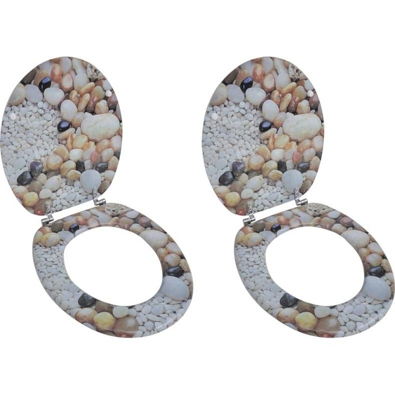 Sièges de toilettes avec couvercle 2 pcs. Galets MDF