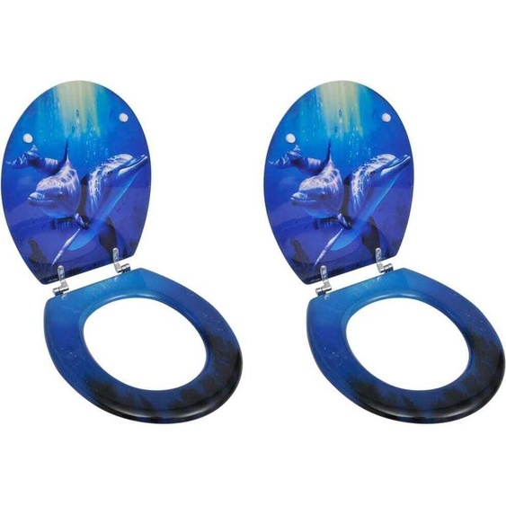 Sièges de toilettes avec couvercle 2 pcs. MDF dauphin