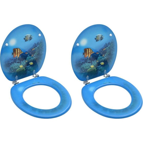 Sièges de toilettes avec couvercle 2 pcs. MDF design mer profonde