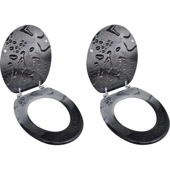 Sièges de toilettes avec couvercle 2 pcs. MDF eau