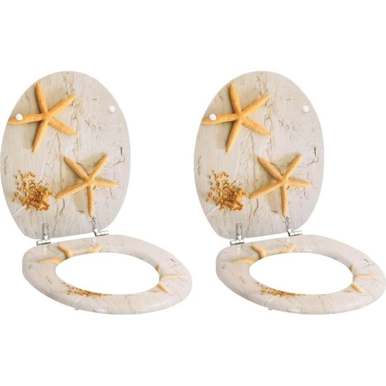 Sièges de toilettes avec couvercle 2 pcs. MDF étoiles de mer