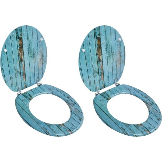 Sièges de toilettes avec couvercle 2 pcs. MDF vieux bois