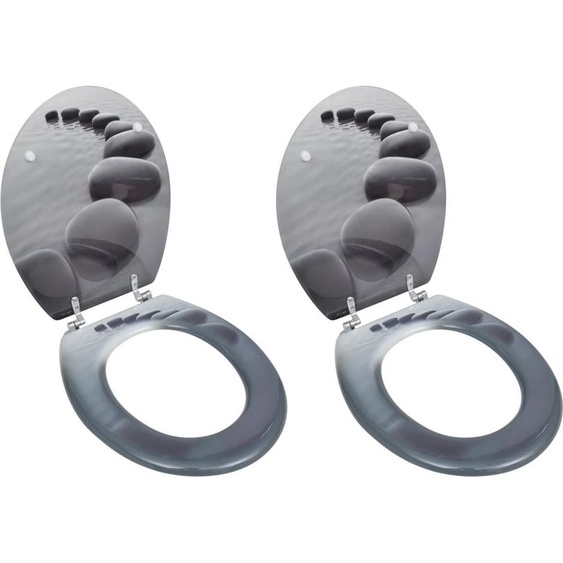Sièges de toilettes avec couvercle 2 pcs. Pierres MDF