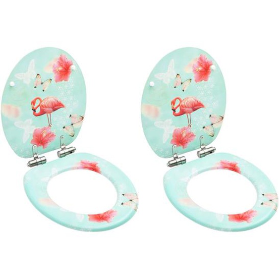 Sièges WC et couvercle à fermeture en douceur 2 pcs MDF Flamant