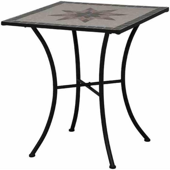 Siena Garden Stella Table 64x64x71 cm Structure en acier en noir mat, plateau de table en céramique en optique mosaïque