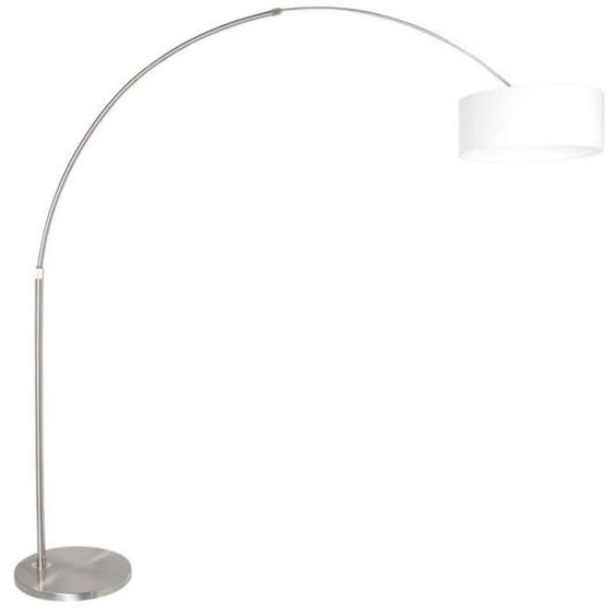 Sienna Sparkled LightLampadaire Arc Acier Brossé, Tissu Lin