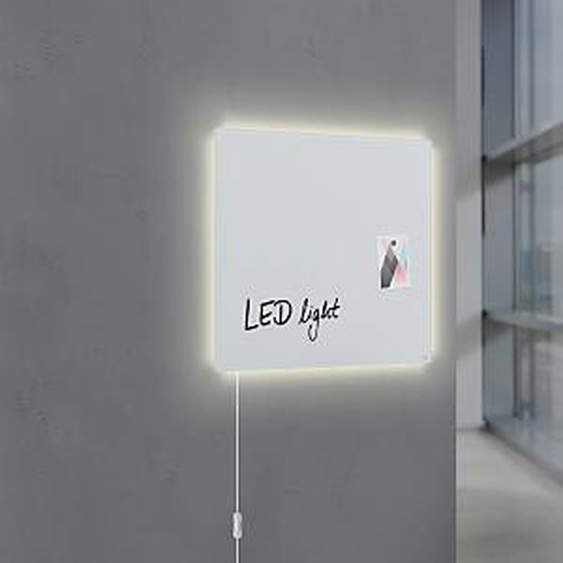 Sigel Artverum tableau verre trempé design ultra brillant - Eclairage LED - Surface magnétique - L.48 x H.48 cm - Blanc