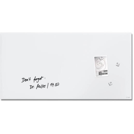 Sigel Tableau blanc mat verre trempé - Surface magnétique - L.100 x H.65 cm