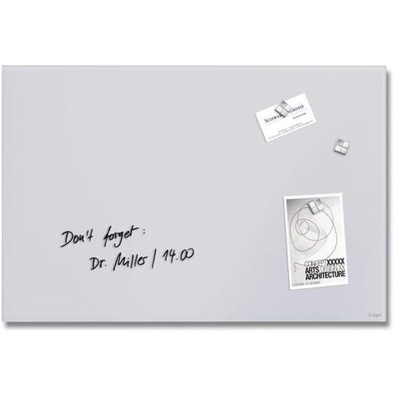 Sigel Tableau verre trempé Boost Mat - Surface magnétique - Gris - L.60 x H.40 cm