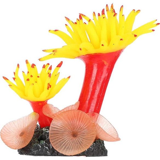 Silicone Couleur vive Aquarium Fonds marins artificiels Corps mou Simulation entièrement élastique Réservoirs de poissons coralliens Décoration paysagèreJaune