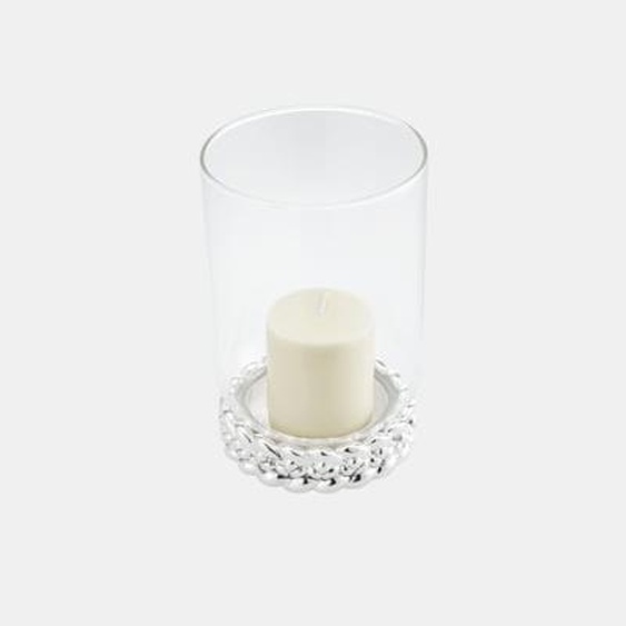 Photophore en métal argenté et verre borosilicate - BABYLONE