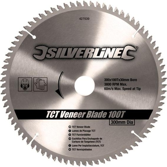 Silverline - lame de scie à placage en métal dur, 100 dents