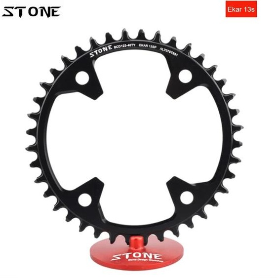 SILVEROCK Plateau de vélo en pierre BCD123 38T - 50T, anneau de chaîne circulaire, 4 bras, dents étroites et larges pour CP Ekar C13, roue à chaîne en gravier à 13 vitesses