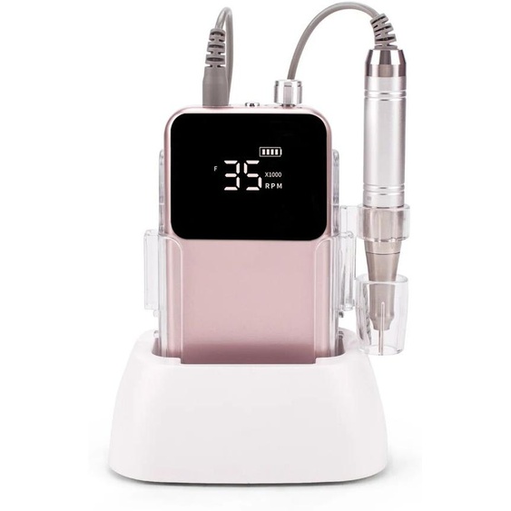 SIMINAIL Perceuse à ongles électrique à moteur sans noyau, 35000 tr/min, batterie Rechargeable puissante, pédicure sans fil avec Base de bureau Portable