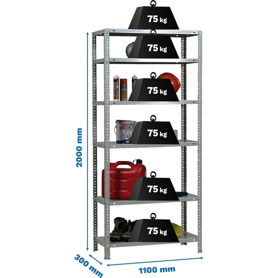 Simon Rack Advantage Superplus 6/300 Metallregal 2000x1100x300 Mm One Size