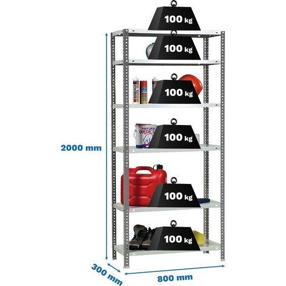 Simon Rack Comfort Mini 6/300 Étagère métallique 2000x800x300 Mm One Size