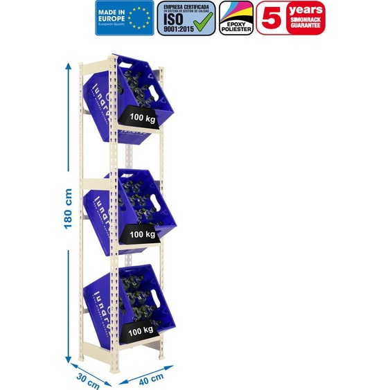 SIMONBOTTLE Etagère métallique 3-1800x400x300 BRANCO