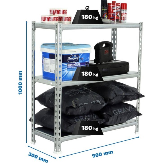 SIMONCLICK 3/300 1000 Étagère métallique GALVA/GALVA