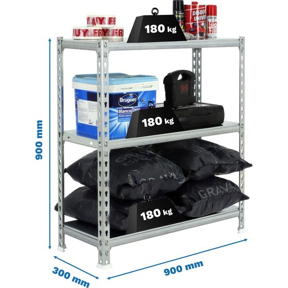 SIMONCLICK 3/300 900 Étagère métallique GALVA/GALVA