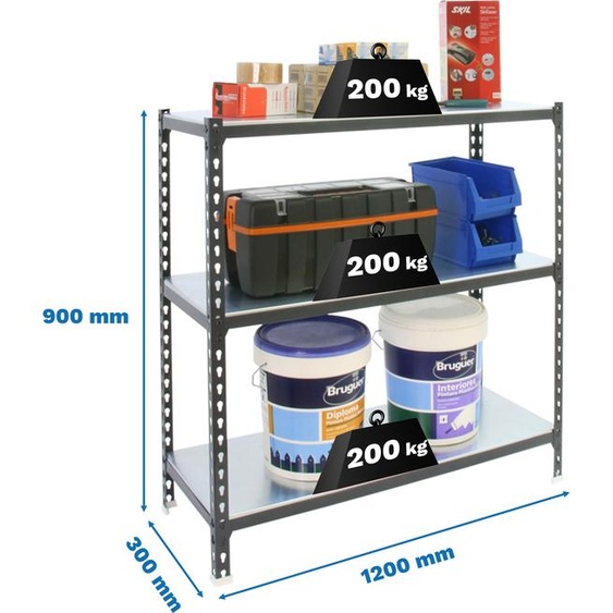 SIMONCLICK MEGAPLUS 3/300 900 Étagère métallique ANTRACITE/BRANCO