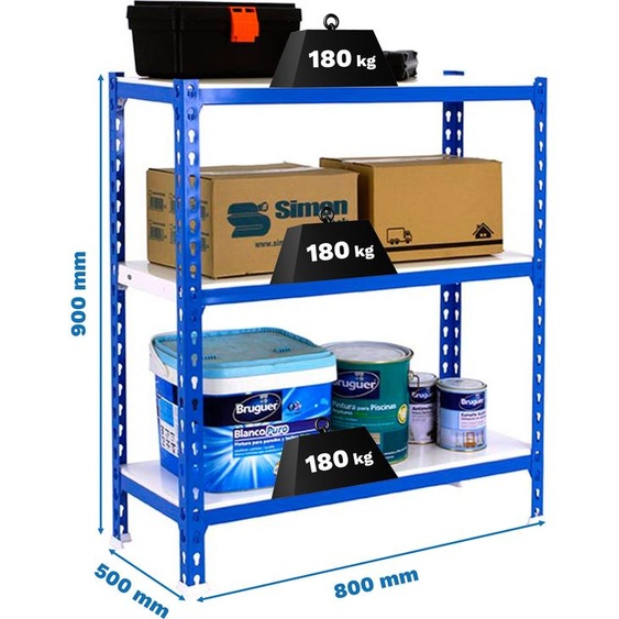 SIMONCLICK MINI 3/500 900 BLEU/BLANC Étagère métallique