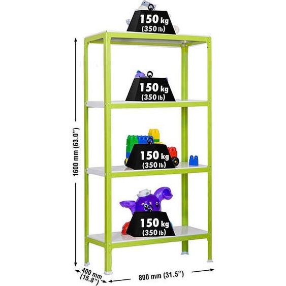 SIMONHOME CLICK MINI 4/400 Étagère métallique VERT/BLANC