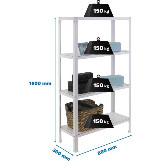 SIMONHOME CLICK WOOD MINI 4/300 BRANCO/BRANCO métal prateleira