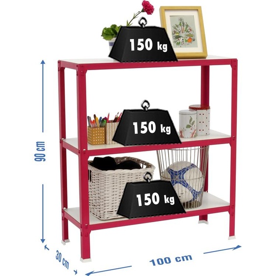 SIMONHOME CLICK WOOD PLUS 3/300 ROSA/WEIß metall prateleira