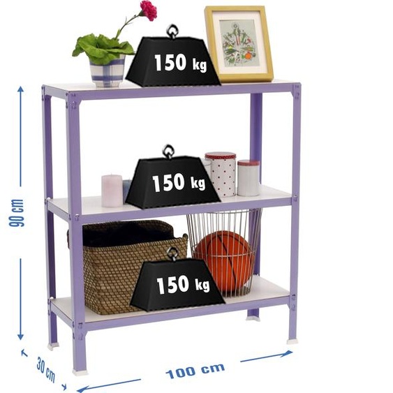 SIMONHOME CLICK WOOD PLUS 3/300 VIOLETT/WEISS metall prateleira