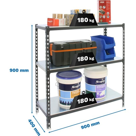 Simonrack Étagère pour charges lourdes SIMONCLICK 3 8425437097034 anthracite, argent 90,0 x 40,0 x 90,0 cm