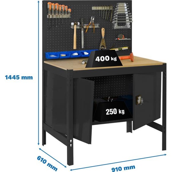 SIMONWORK BT2 CABINET 900 ANTRACITE/MADEIRA Établi en métal